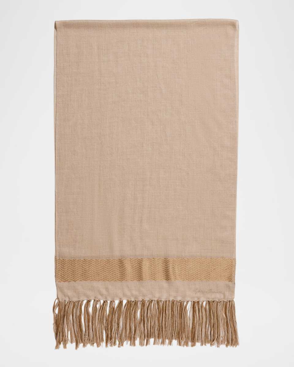 Chevron Fringe Cashmere-Silk Stole